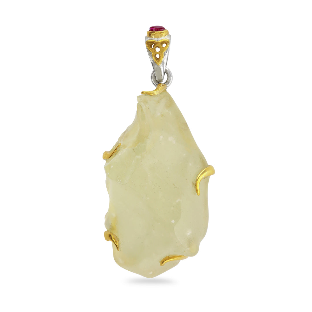 Raw Claw Set Gold Tektite Pendant