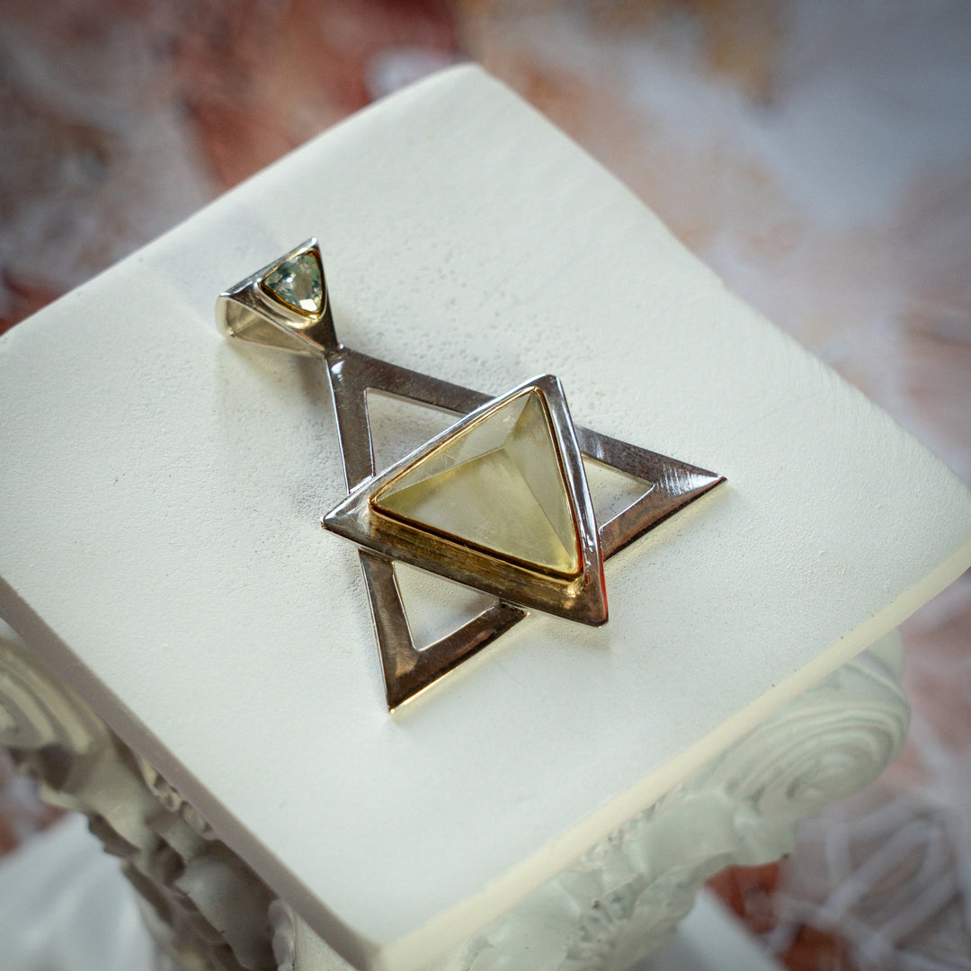 Gold Tektite Triad Pendant