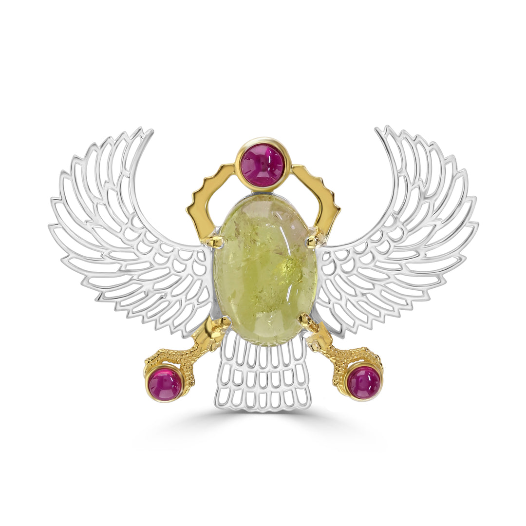 Tourmaline Winged Scarab Pendant