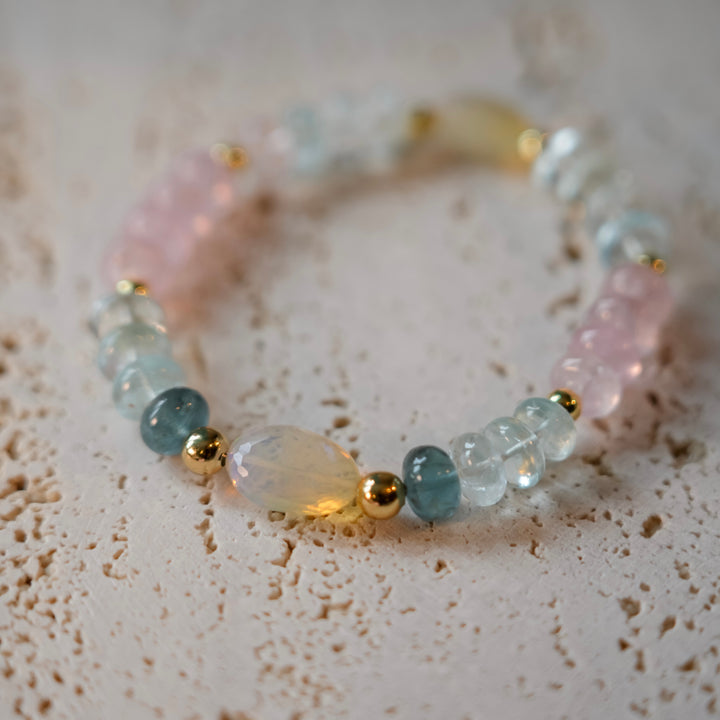 Aquamarine Morganite Opal Bracelet
