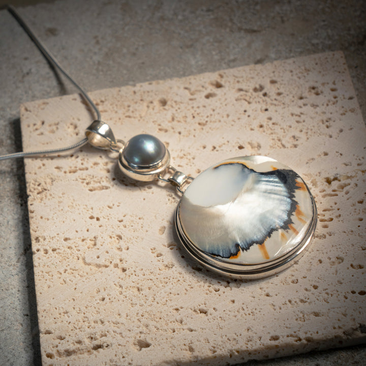 Atlantean Pearl Pendant Shell Ocean Siler Goddess Mermaid Jewellery Jewelry Abelone Beach Spiritual Sacred Design