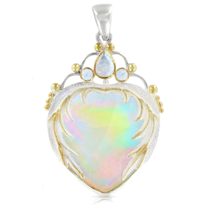 Aura Quartz Angel Heart Pendant