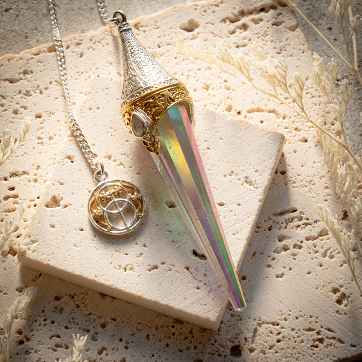 Aura Quartz Divine Spire Pendulum