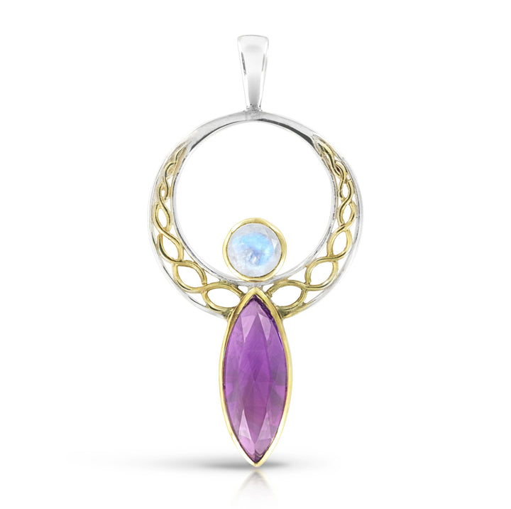 Celtic Angel Pendant Amethyst Moonstone