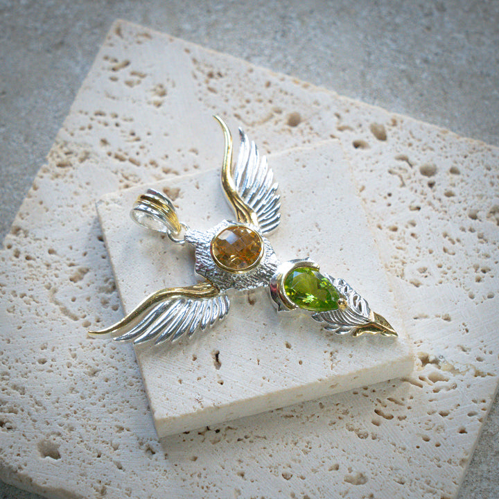Citrine & Peridot Wings of Awakening Pendant