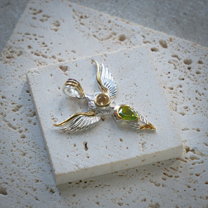 Citrine & Peridot Wings of Awakening Pendant