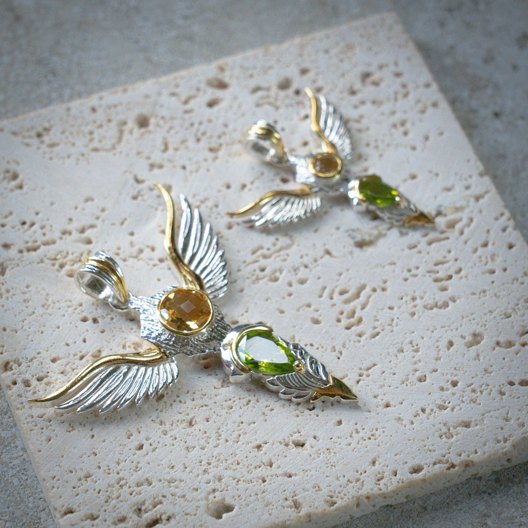 Citrine & Peridot Wings of Awakening Pendant