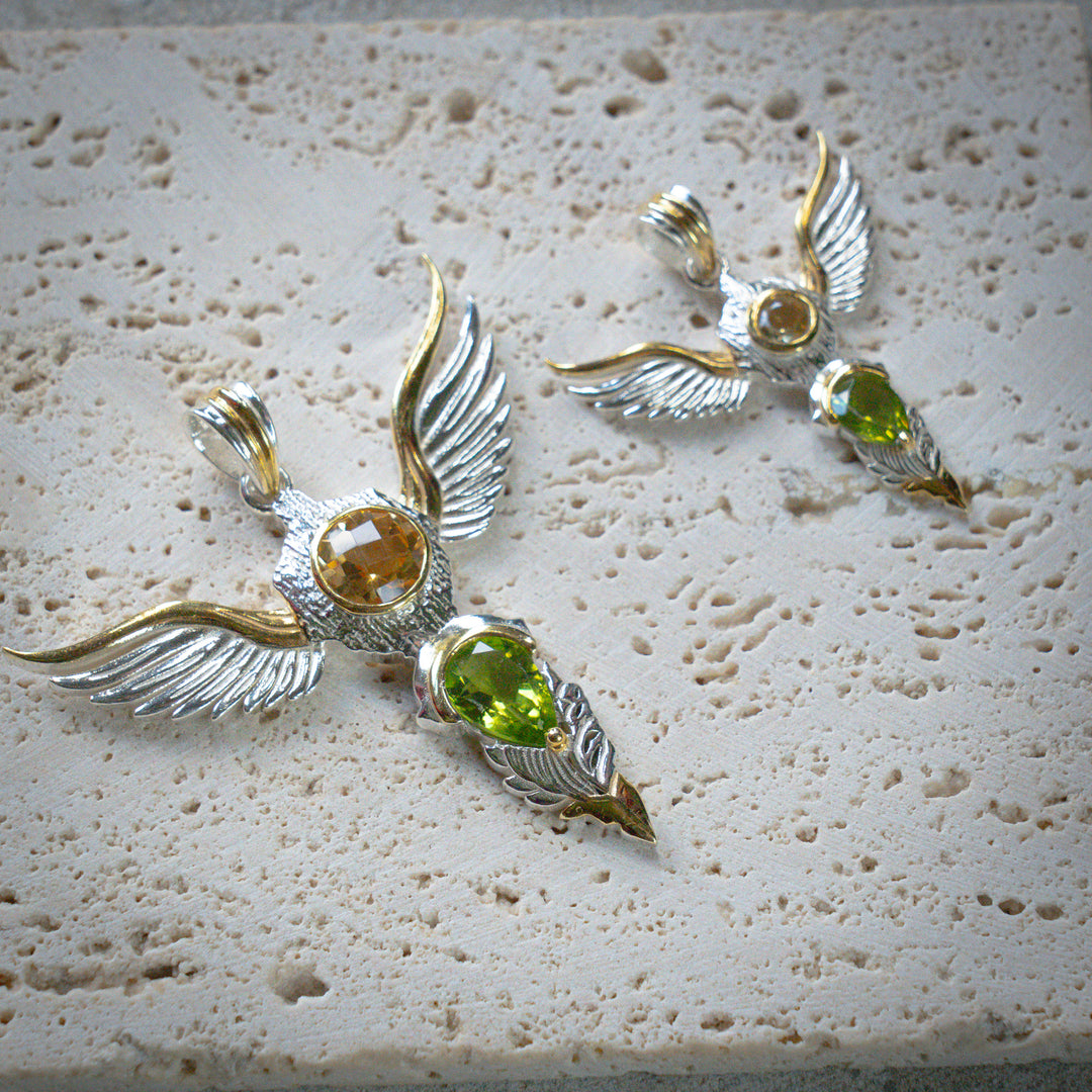 Citrine & Peridot Wings of Awakening Pendant