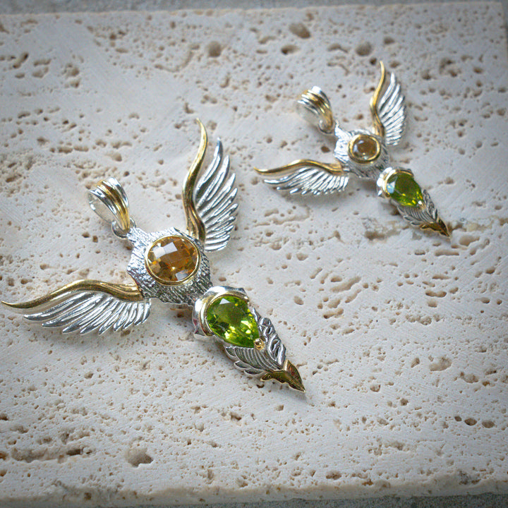 Citrine & Peridot Wings of Awakening Pendant