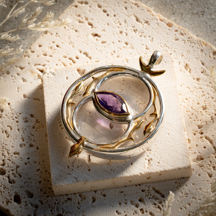 Deluxe Amethyst Vesica with Quartz Merkabah