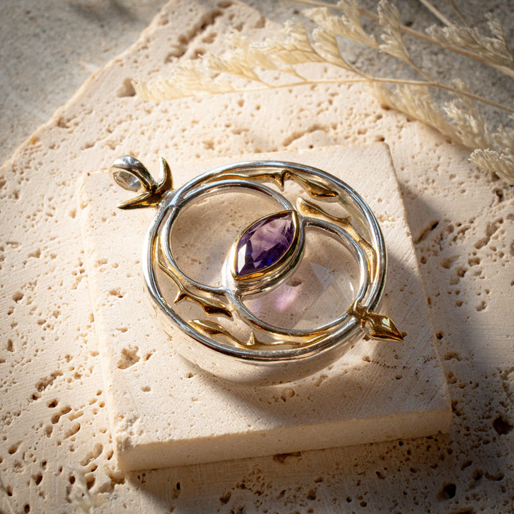 Deluxe Amethyst Vesica with Quartz Merkabah