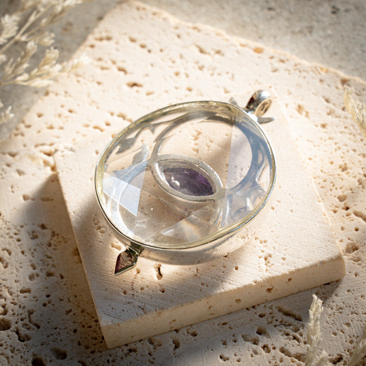 Deluxe Amethyst Vesica with Quartz Merkabah