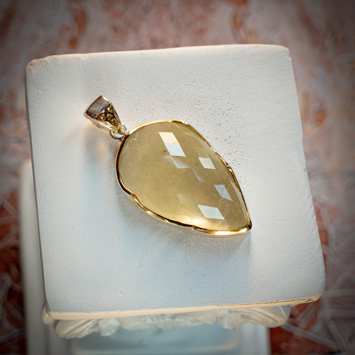 XL Deluxe Crown Set Gold Tektite Pendant