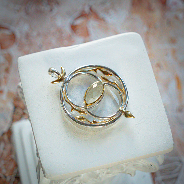 Deluxe Gold Tektite Vesica with Quartz Merkabah