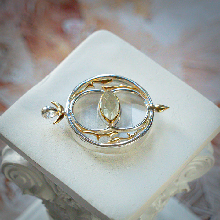 Deluxe Gold Tektite Vesica with Quartz Merkabah