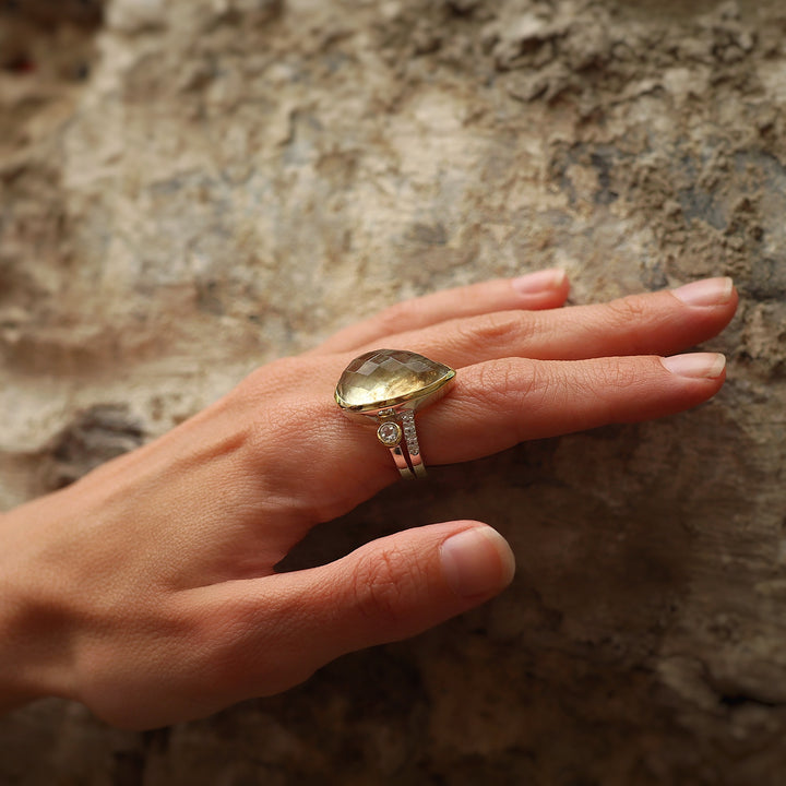 Deluxe Faceted Gold Tektite Ring