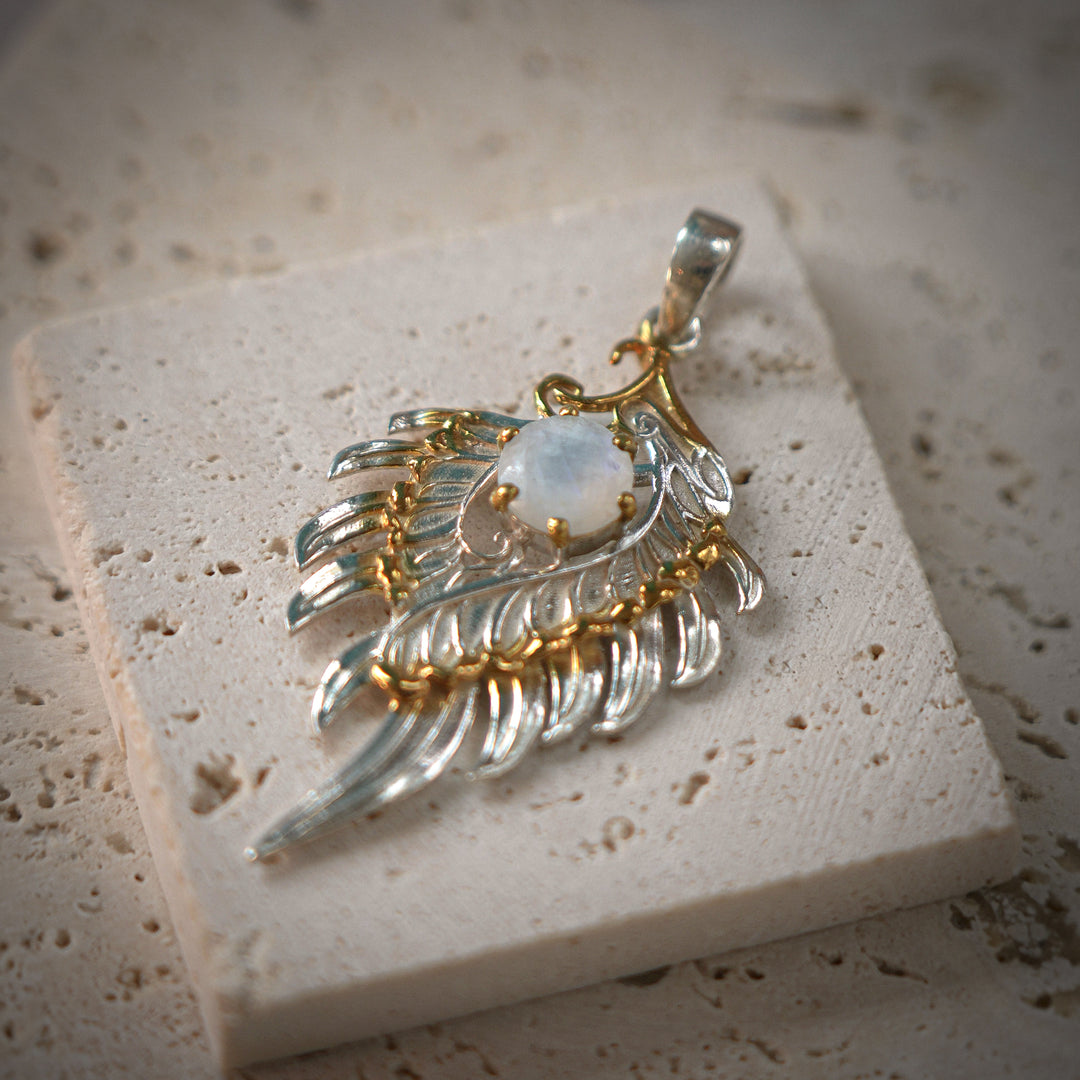 Eternal Flame pendant, Handcrafted symbolic pendant in sterling silver and gold, inspired by ancient wisdom and sacred meaning – spiritual jewellery for transformation and protection
