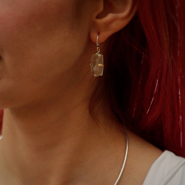 Faceted Gold Tektite Earrings