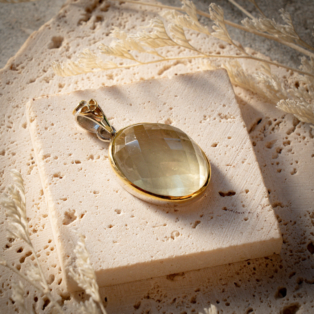 Faceted Gold Tektite Pendant