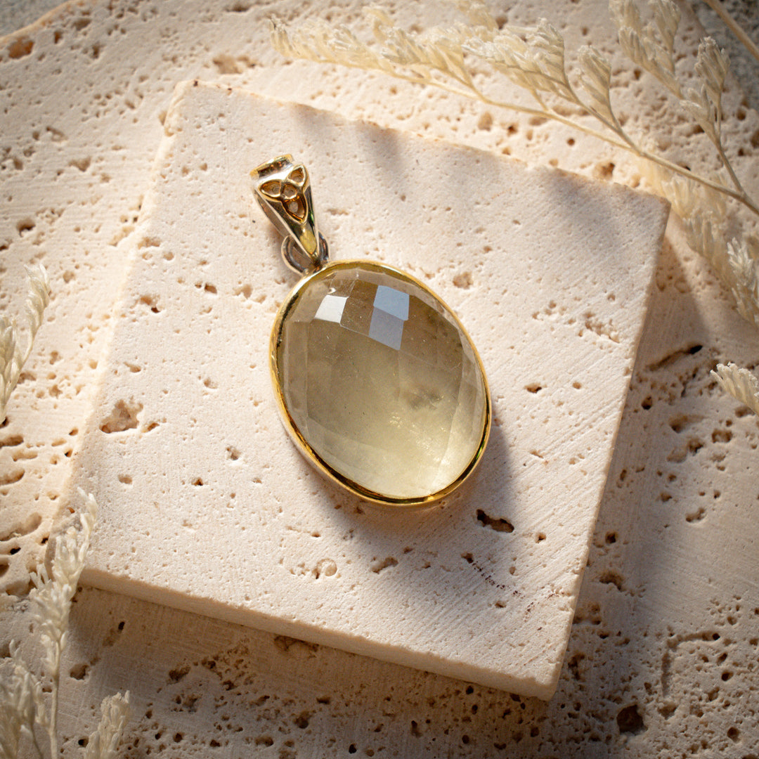 Faceted Gold Tektite Pendant