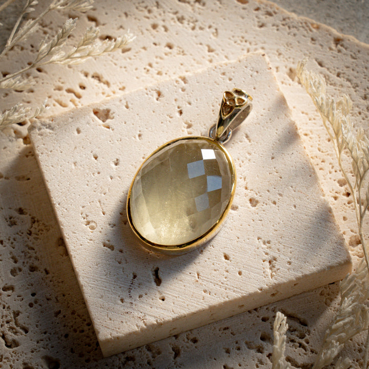 Faceted Gold Tektite Pendant