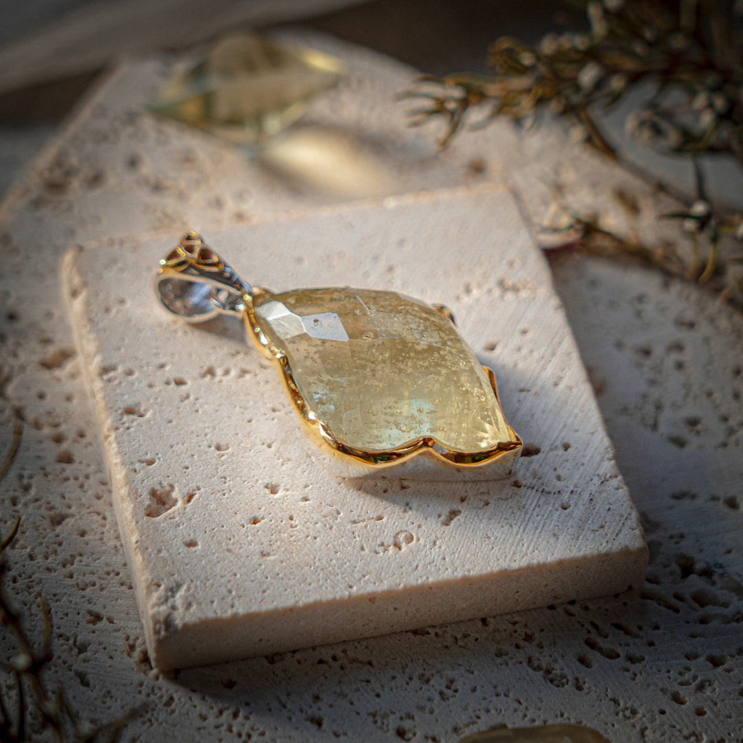Faceted Gold Tektite Pendant