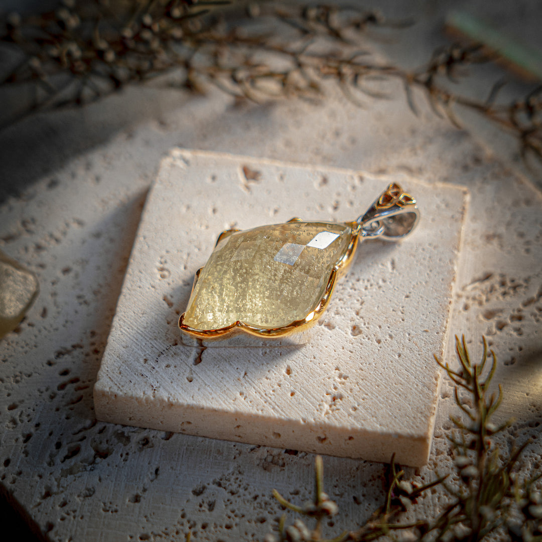 Faceted Gold Tektite Pendant