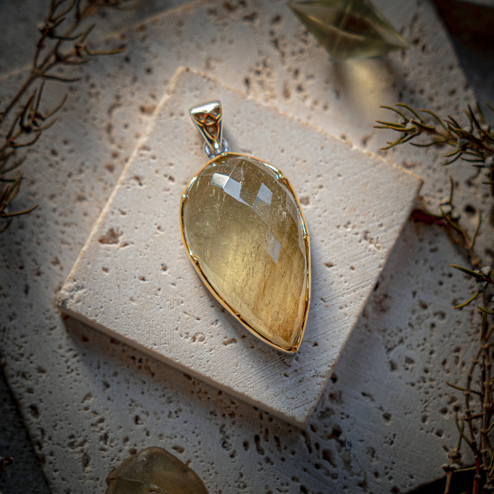 Faceted Gold Tektite Pendant