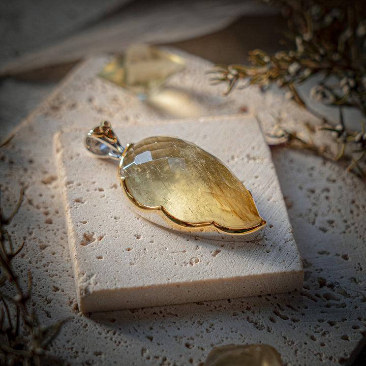 Faceted Gold Tektite Pendant