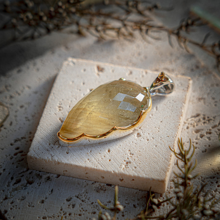 Faceted Gold Tektite Pendant