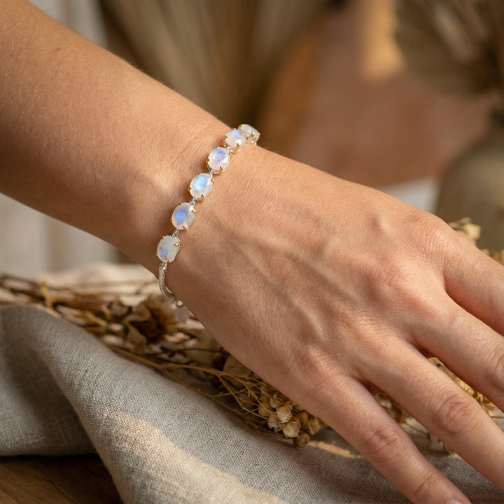 Faceted Rainbow Moonstone Bracelet