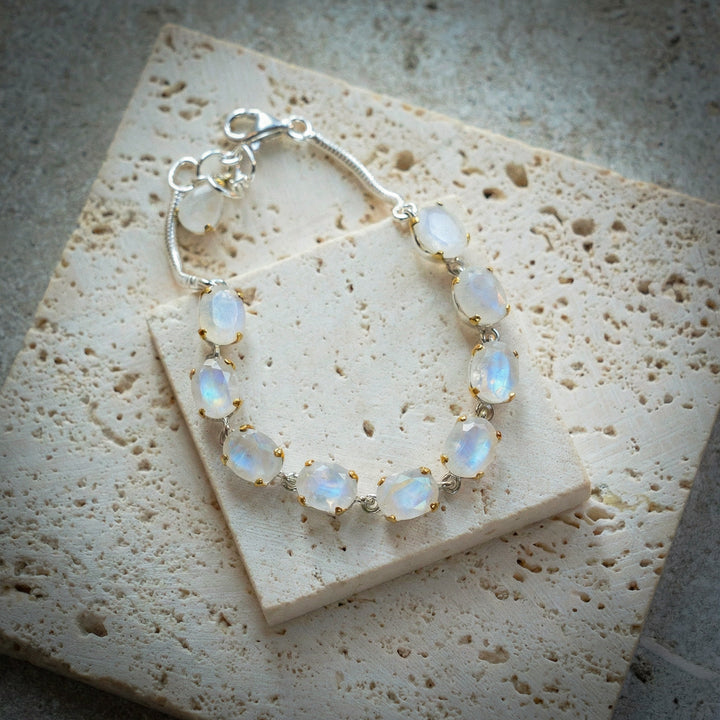 Faceted Rainbow Moonstone Bracelet