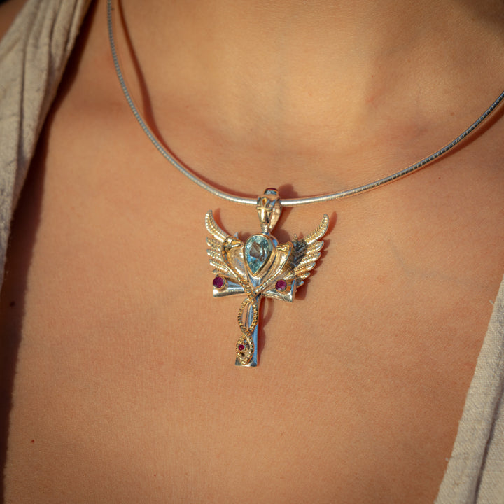 Rainbow Moonstone Flame of Ra Pendant