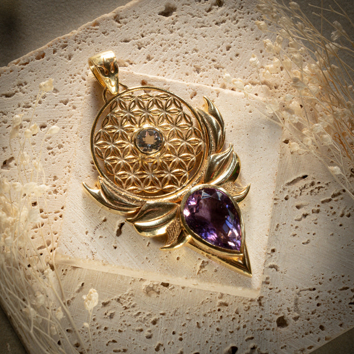 Gilded Amethyst Sacred Bloom Pendant