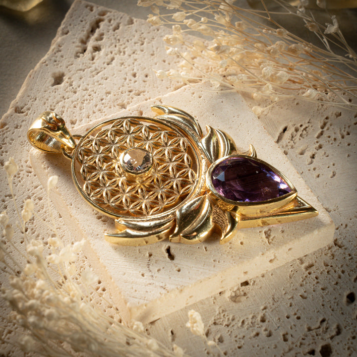 Gilded Amethyst Sacred Bloom Pendant
