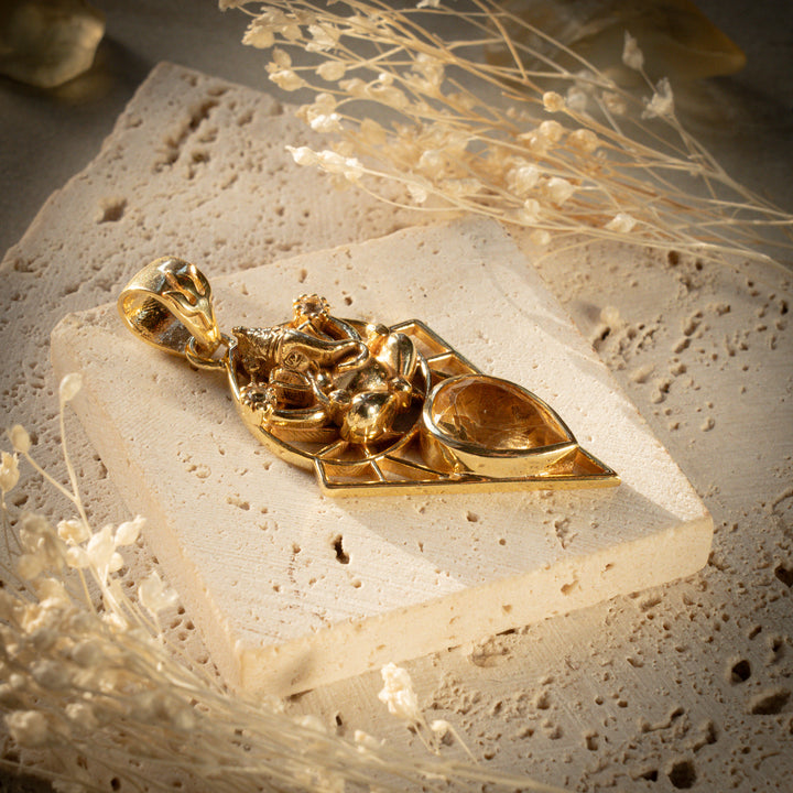 Gilded Citrine Ganesh Gatekeeper Pendant