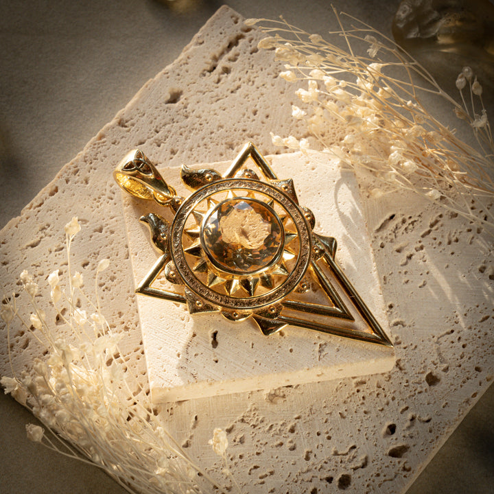 Gilded Citrine Solar Stargate Pendant