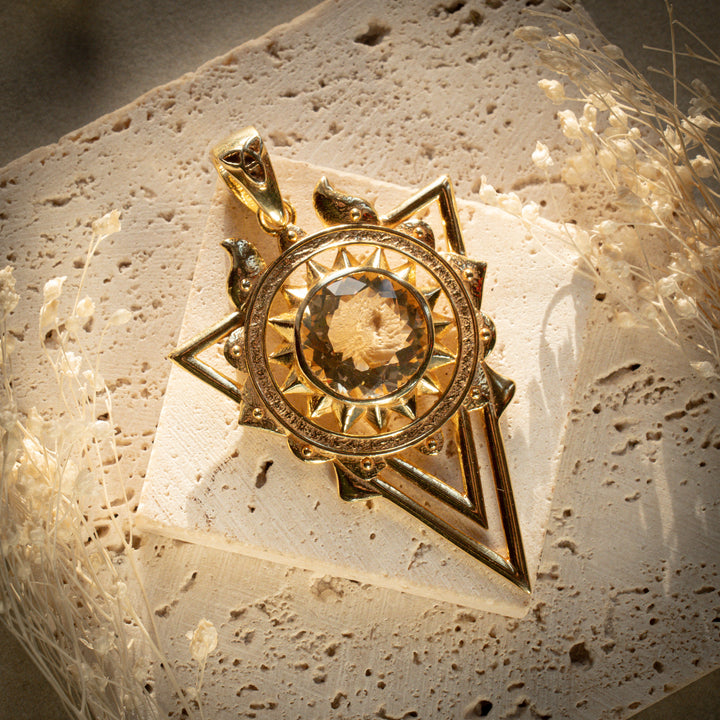 Gilded Citrine Solar Stargate Pendant