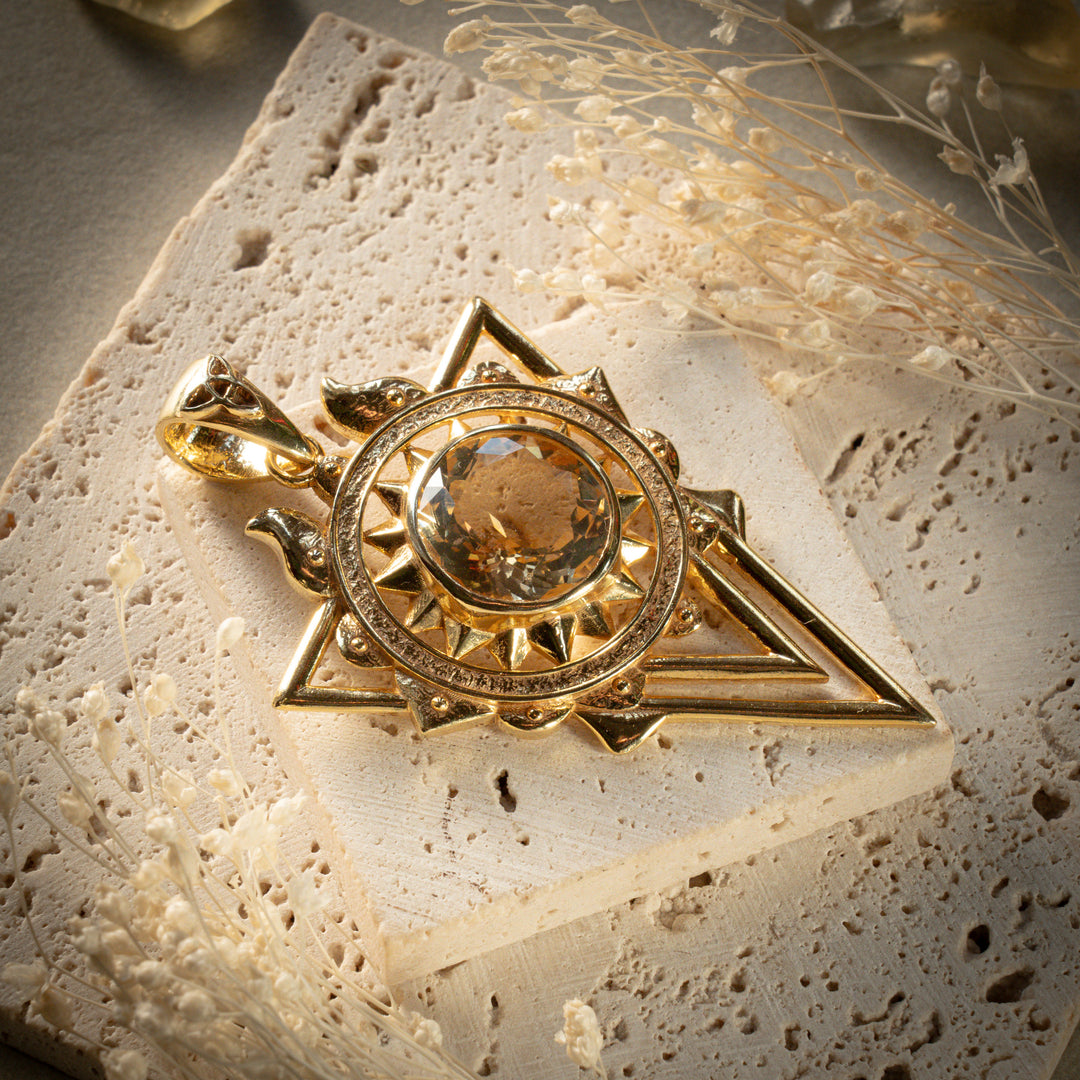 Gilded Citrine Solar Stargate Pendant