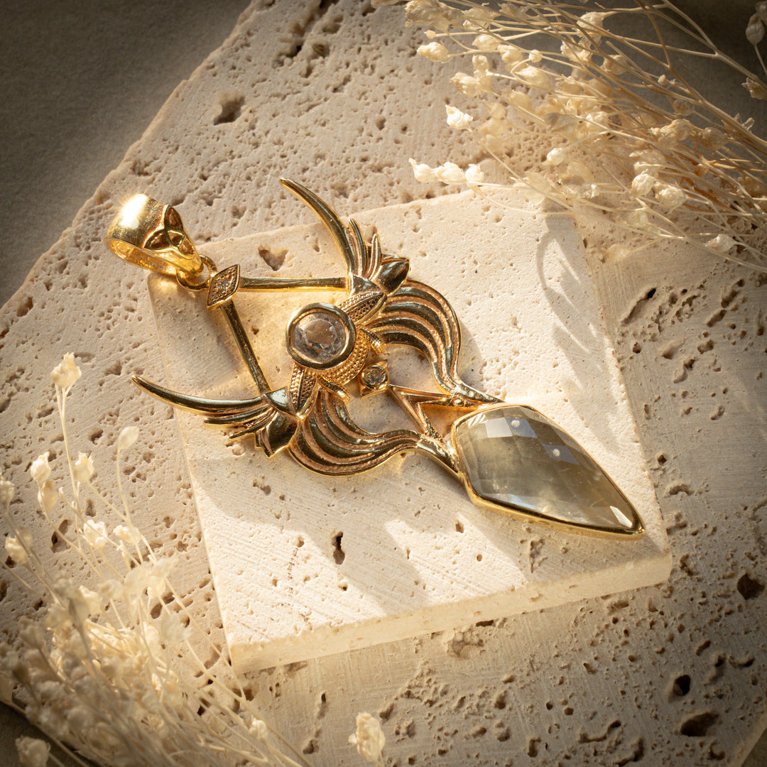 Gilded Gold Tektite Divine Ascension Pendant