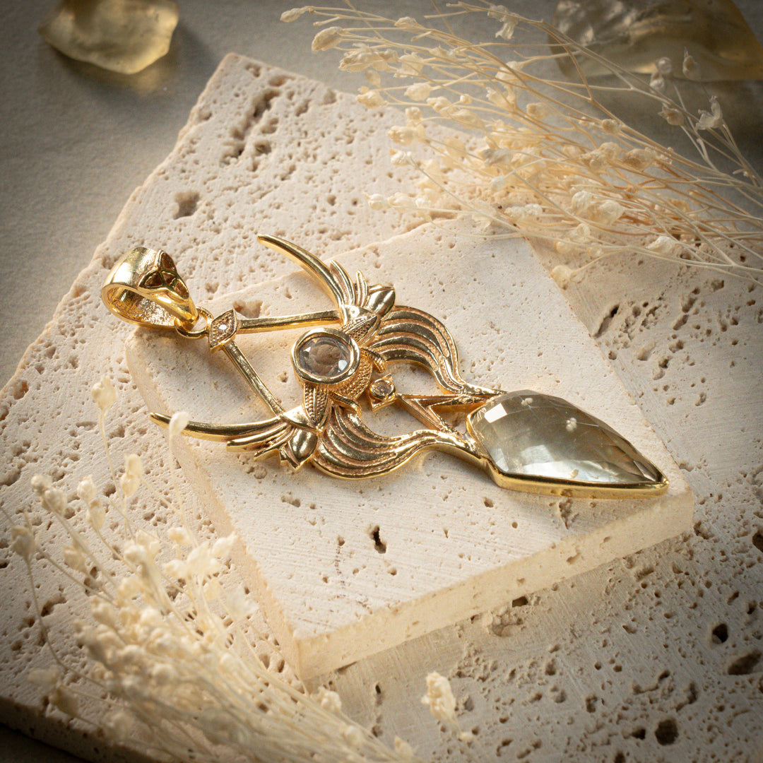 Gilded Gold Tektite Divine Ascension Pendant