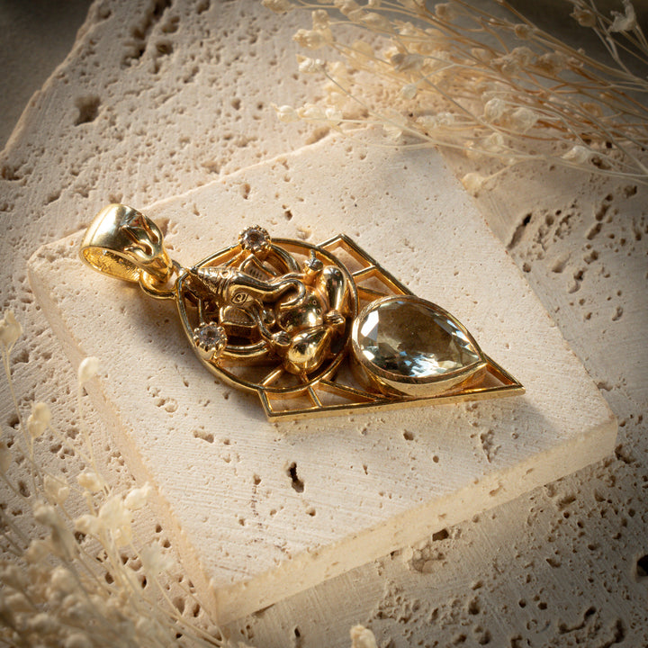 Gilded Green Amethyst Ganesh Gatekeeper Pendant