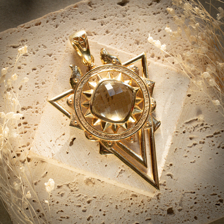 Gilded Green Amethyst Solar Stargate