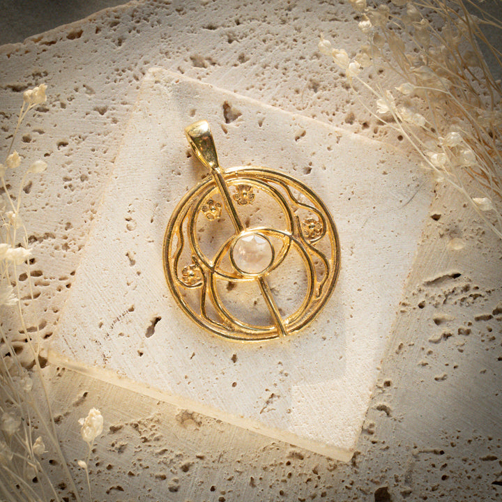 Gilded Moonstone Chalice Well Pendant