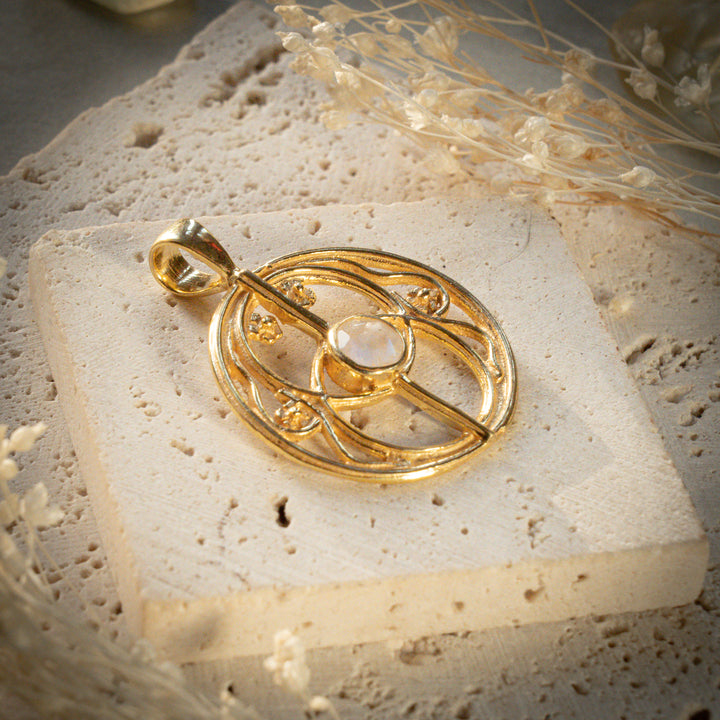 Gilded Moonstone Chalice Well Pendant