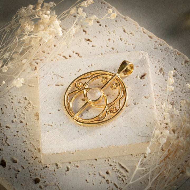 Gilded Moonstone Chalice Well Pendant