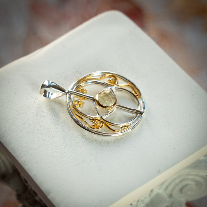 Gold Tektite Chalice Well Pendant