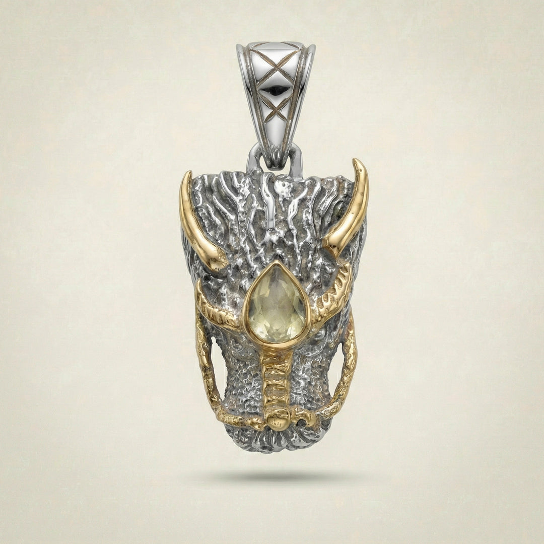 Gold Tektite Dragon Head Pendant