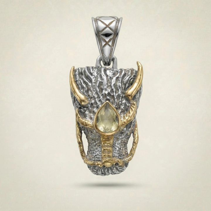Gold Tektite Dragon Head Pendant