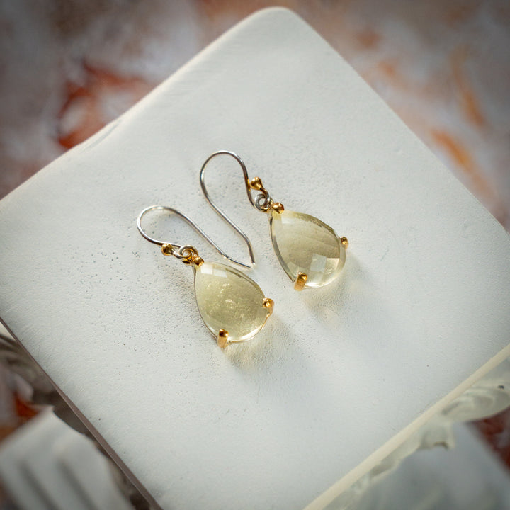 Gold Tektite Drop Earrings